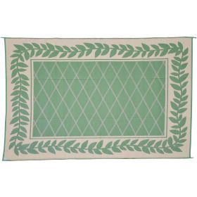 9x12 Reversible RV Outdoor Patio Mat, Camping Mat, Classic Leaf, Green (Reversible with 2 designs)