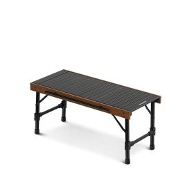 Outdoor Folding Combination Table Camping Barbecue Picnic Beech Wood Table (Color: Black)